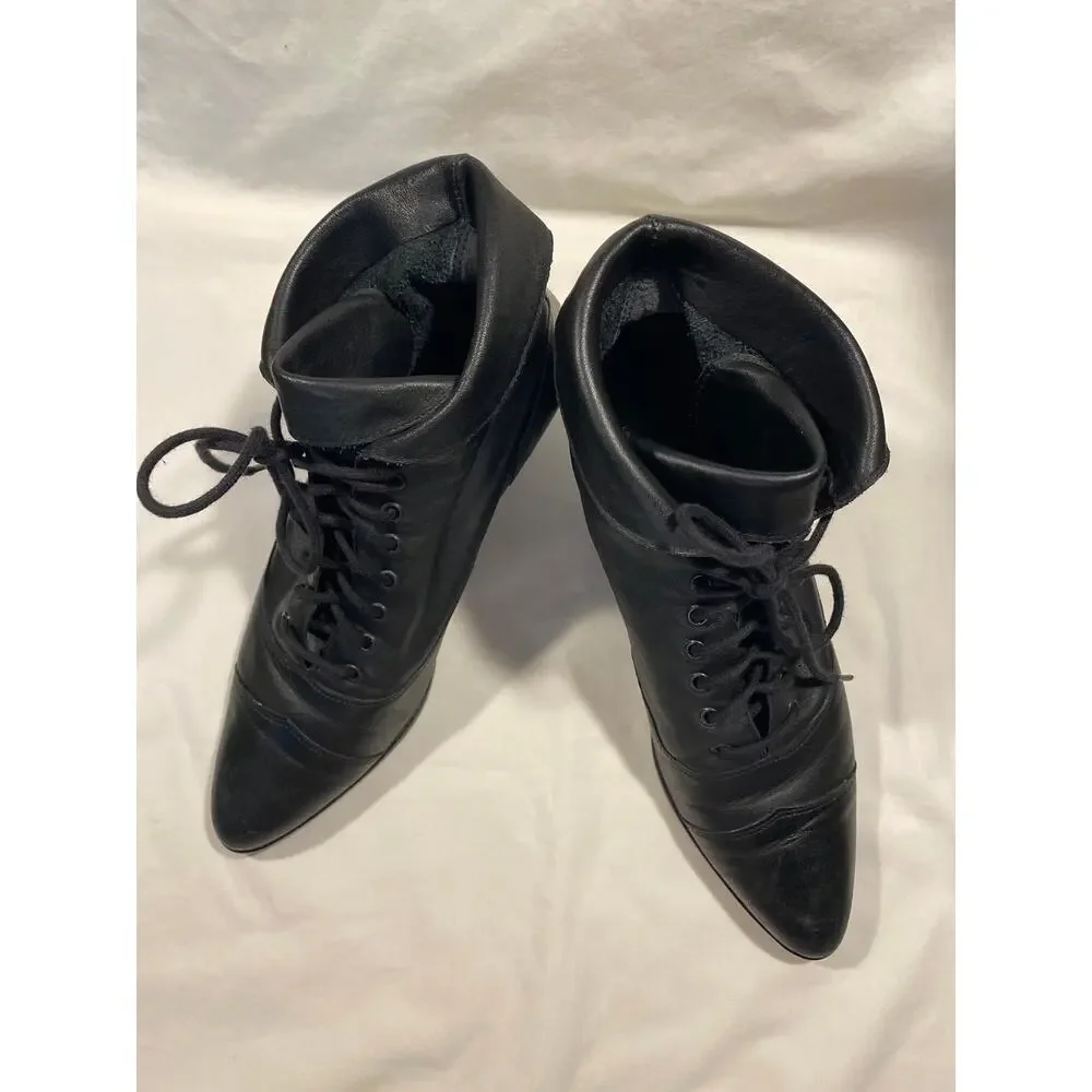 Vintage 90s Jennifer Moore Leather Witch Ankle Boots Size 8.5